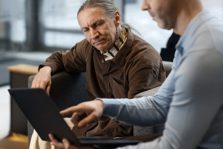 indigenous-man-integrated-into-modern-life